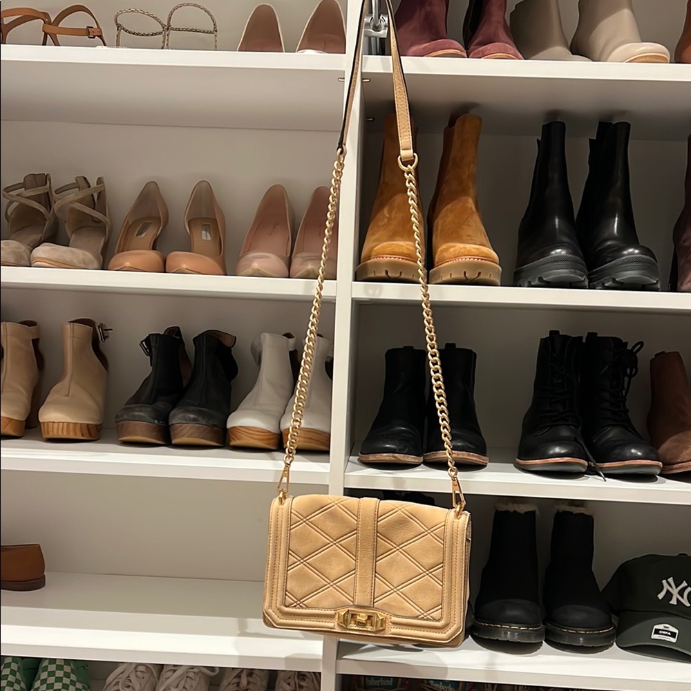 Rebecca Minkoff Love Crossbody Tan Quilted Shoulder Bag - Picture 4 of 5
